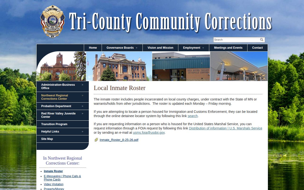 Polk County NWRCC local inmate roster access page